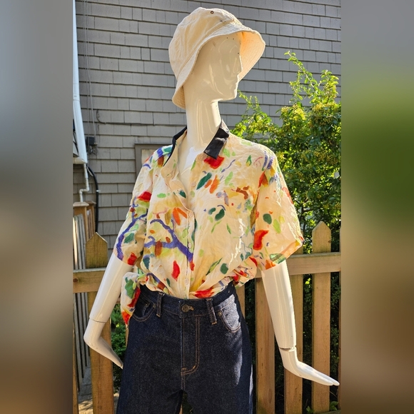Zanzea Water color Cotton/Rayon Abstract Shirt.  US XL. Lightweight Short Sleeve - Picture 1 of 14